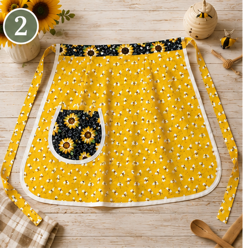 Handmade Sunflower & Bee Half Apron